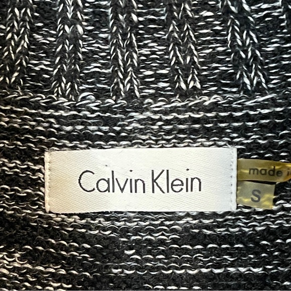 Calvin Klein Cowl Neck Short Cap Sleeve Sweater Dress Black White Pullover S - Picture 4 of 5
